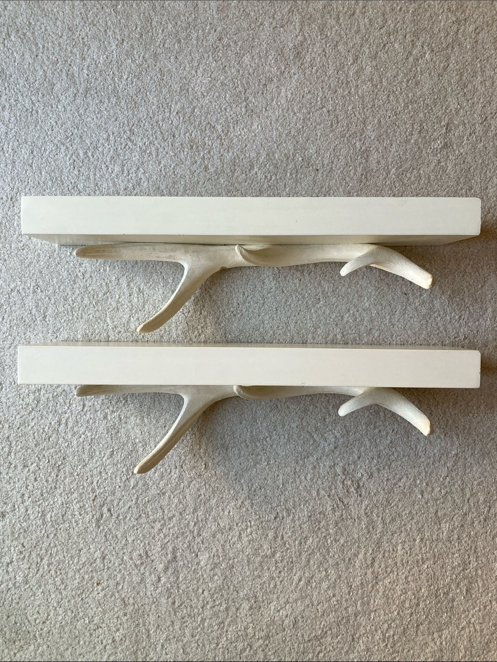West Elm white antler shelves
